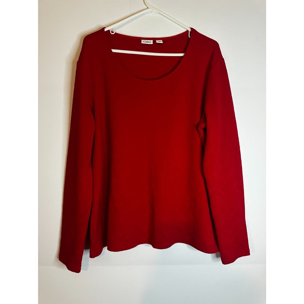Cato Red Long Sleeve Top Women’s XL Pullover Blouse Casual Classic Style