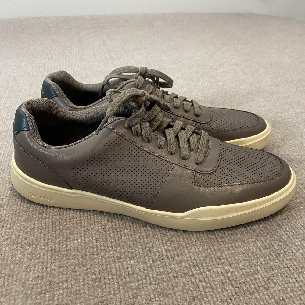 Cole Haan Grand Shoes Mens Size 10.5 Taupe Leather Casual Sneakers C37449