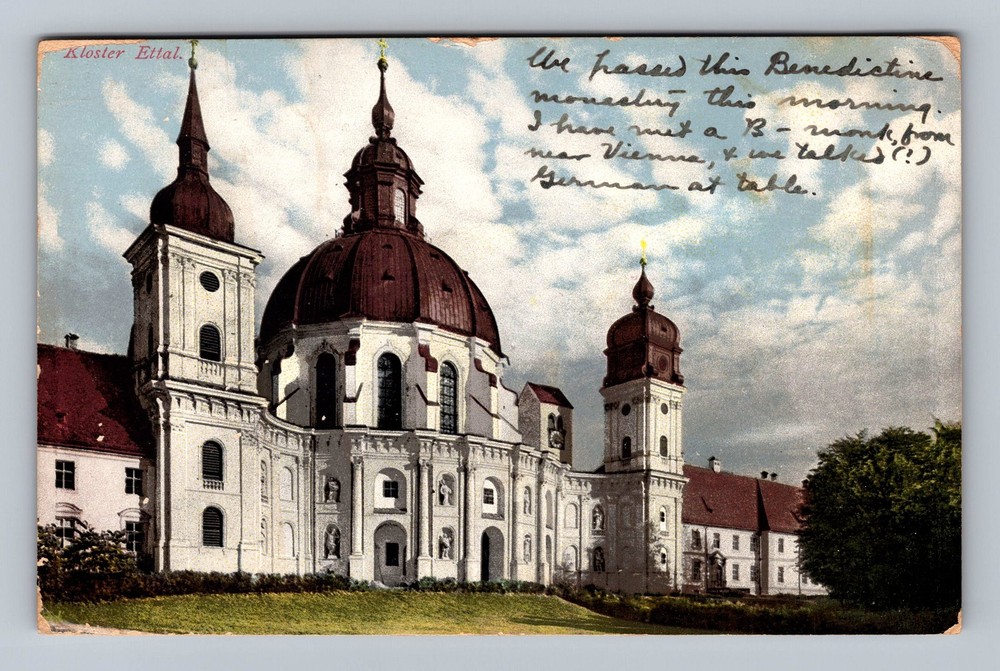 Germany- Ettal Kloster Monastery Souvenir Postal Old Card View Vintage Postcard
