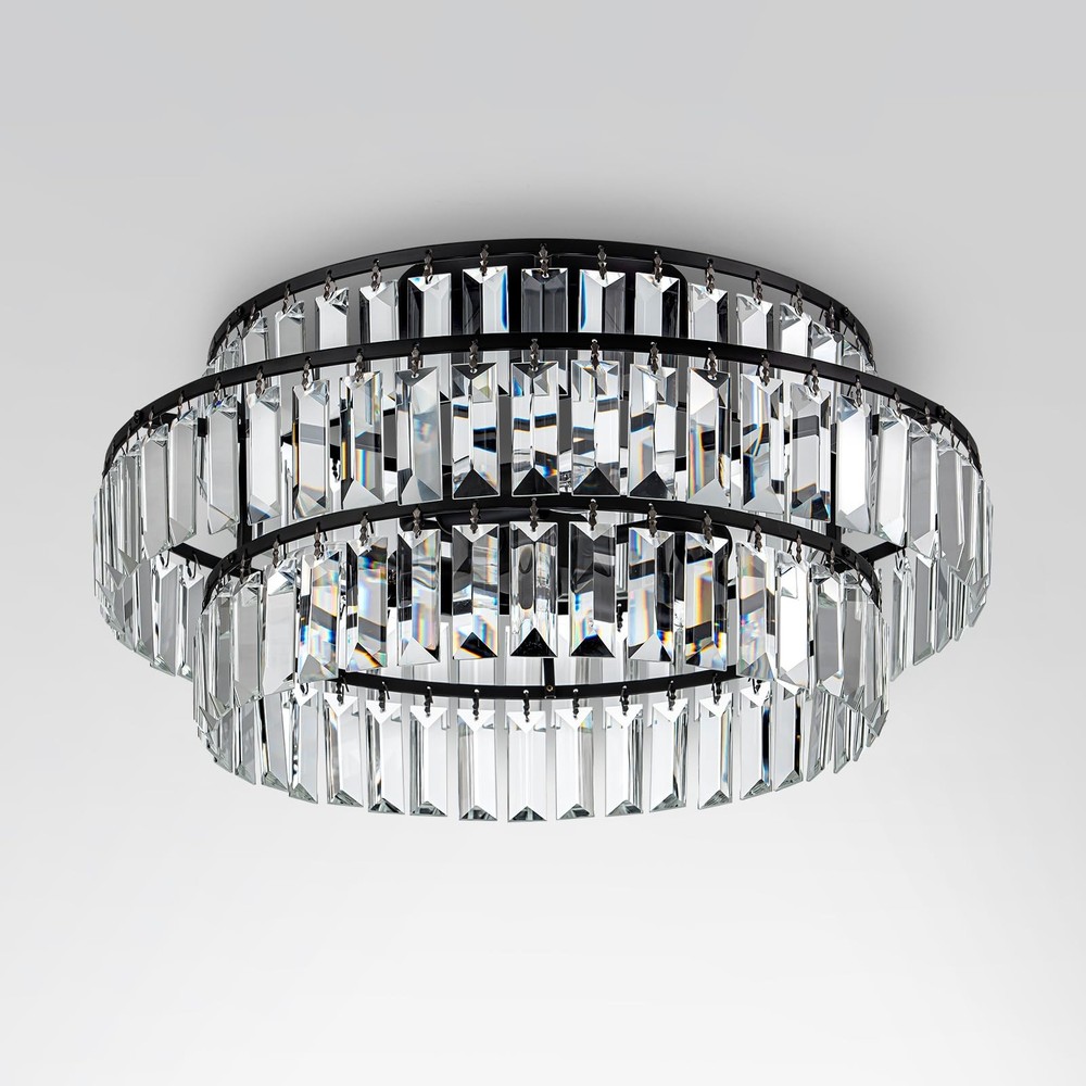DJLSOLD 3-Light Crystal Semi Flush Mount Ceiling Fixture Modern Design