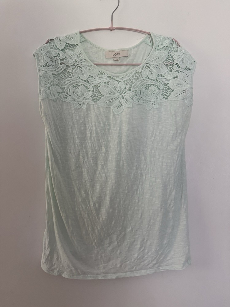 LOFT Women Sleeveless Top, Medium Mint