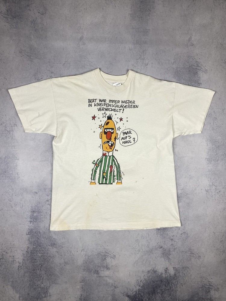 Vintage 1994 Sesame Street Bert Parody Fight Pub Art T-Shirt 90s Size XL Men’s