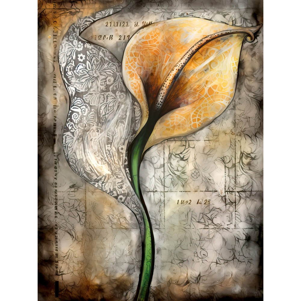 Batik Style Pattern Calla Lily Flower Bloom Huge Wall Art Poster Print Giant