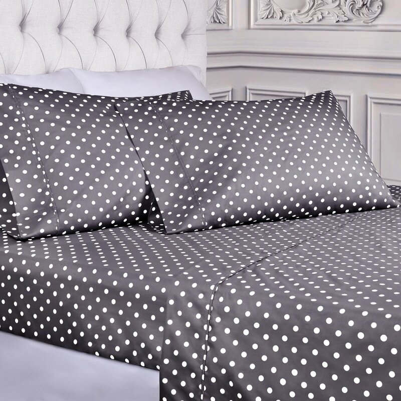Superior Thread Count 600TC Cotton Blend Polka Dot Bed Sheet