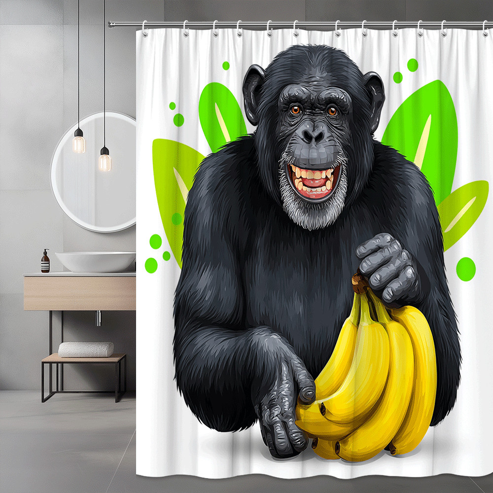 Chimpanzee with Bananas Shower Curtain Graphic Print