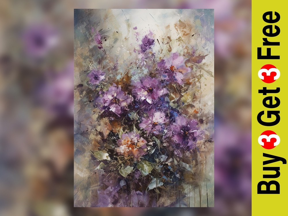 Abstract Floral Watercolor Art Print in 5x7 Impressionist Style-image