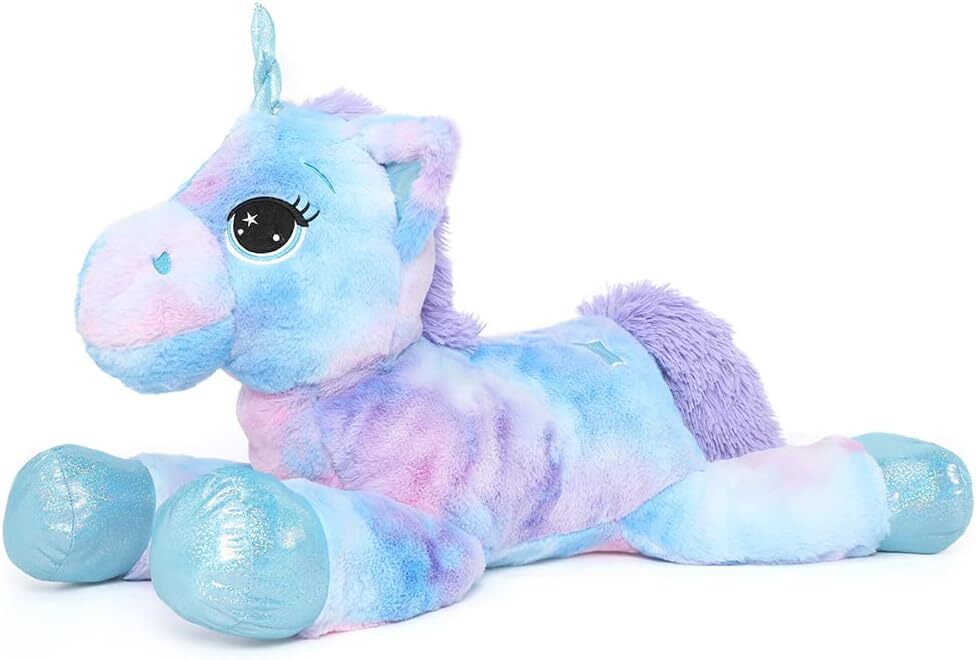 Muiteiur Large Blue Unicorn Stuffed Animal Soft Plush Pillow
