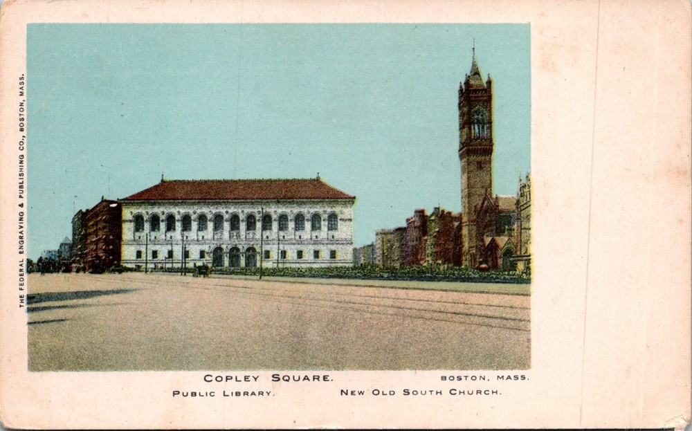 Copley Square Public Library South Church Boston MA Massachusetts Postcard