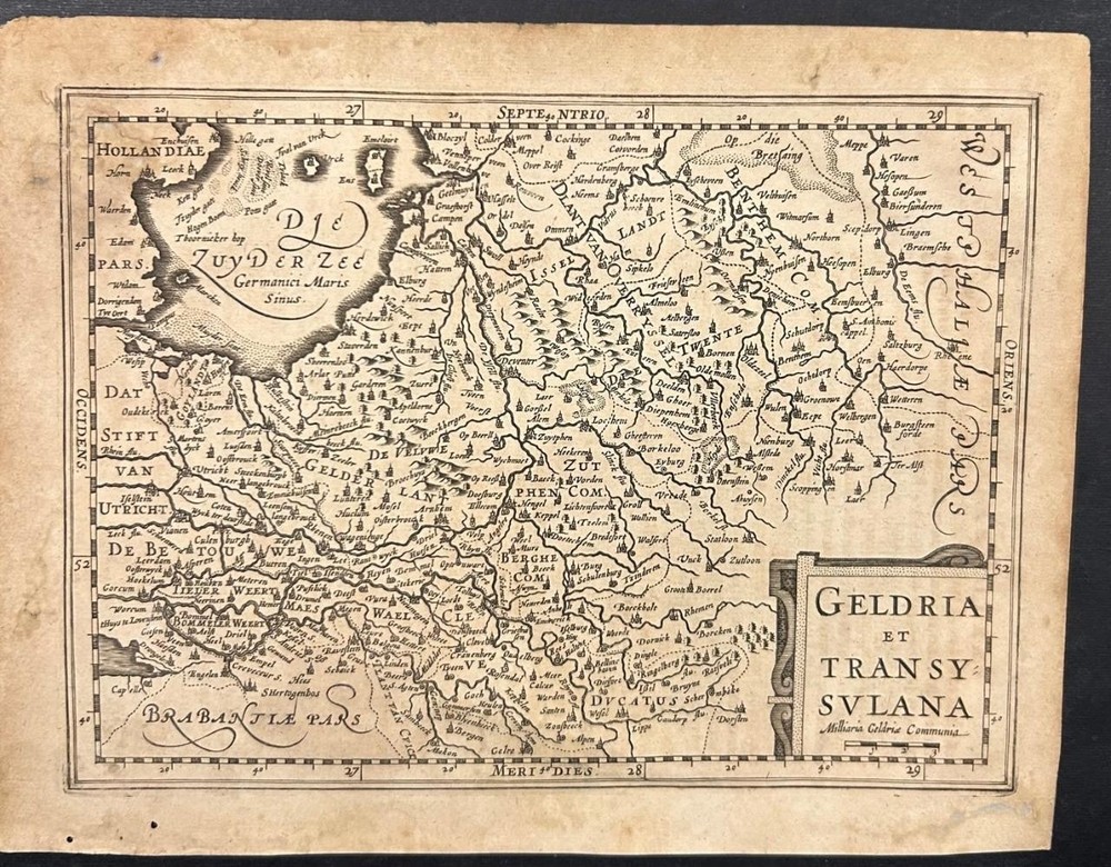 Gelderland & Overijssel Netherlands 1690 Leti Antique Copper Engraved MapANTIQUE MAP OF GELDERLAND & OVERIJSSEL NETHERLANDS 1690