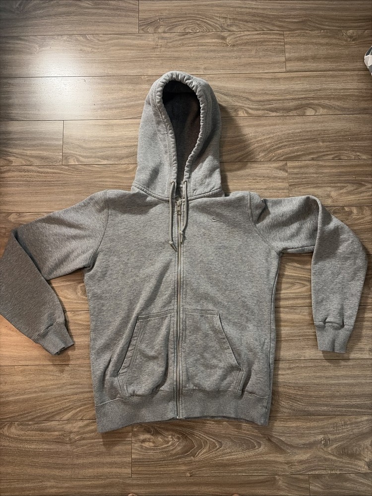 NIKE Swoosh Full Zip Up Hoodie Sweatshirt in Gray Size Medium