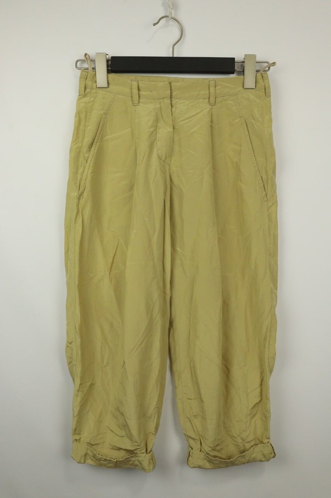 PRADA Beige Silk/Cotton Straight Cropped Dress Pants Trousers Size 40  W28