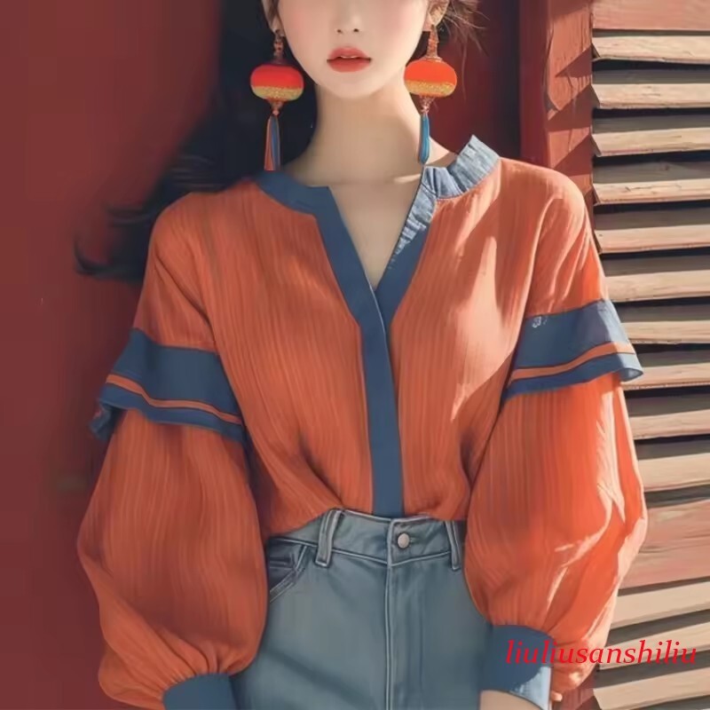Women's Blouses Shirts Loose Fashion Long Sleeves Tops Korean Clothing TOP