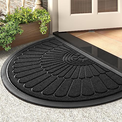 Semicircular Non-Slip Rubber Door Mat for Indoor Outdoor Entrances