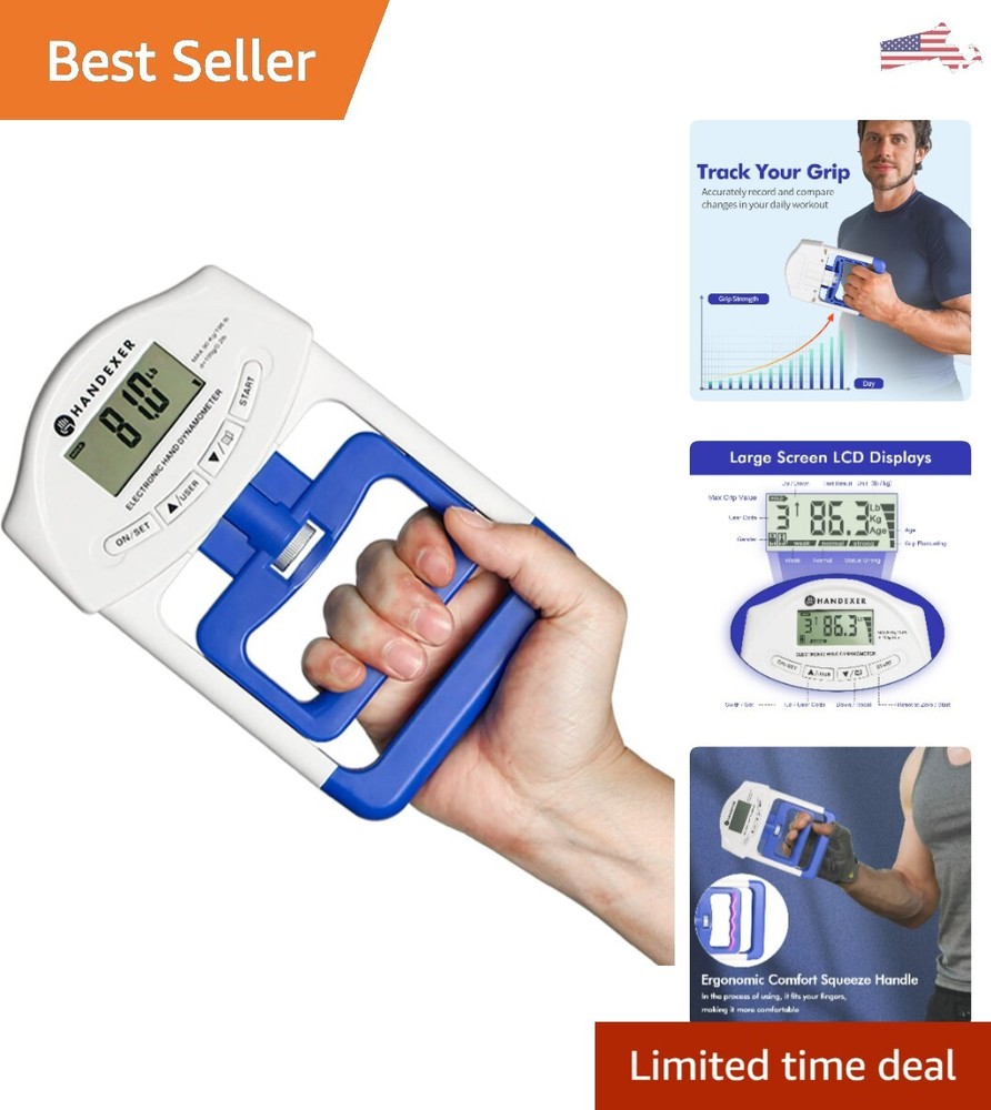 Accurate Measurement Hand Grip Strength Tester - Track Progress - 198Lbs / 90Kgs-image