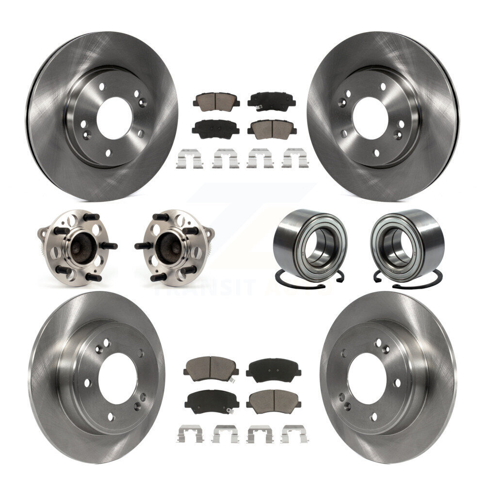 Front & Rear Hub Bearing Brake Rotor & Pad Kit 10Pc for Hyundai Elantra GT Kia