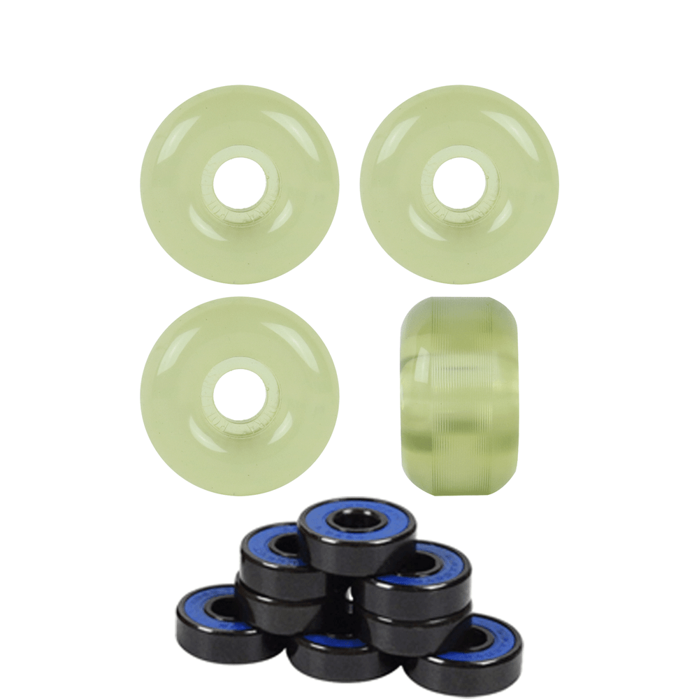 Blank Skateboard Wheels Blank 97A Clear Yellow Tint 53mm with Abec 7 Bearings