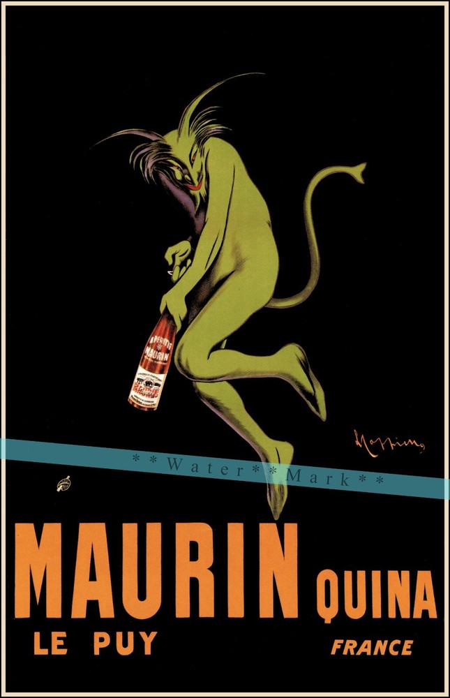 Maurin 1906 Quinquina Green Devil Absinthe Vintage Poster Print Cappiello Art-image