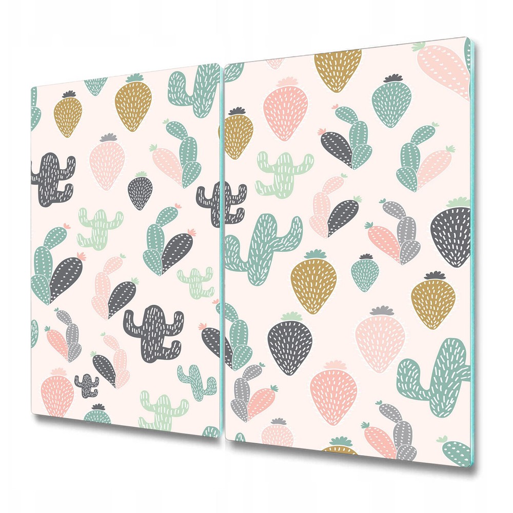 Tempered Glass Cutting Board Worktop Saver Colourful cactus white 2x30x52