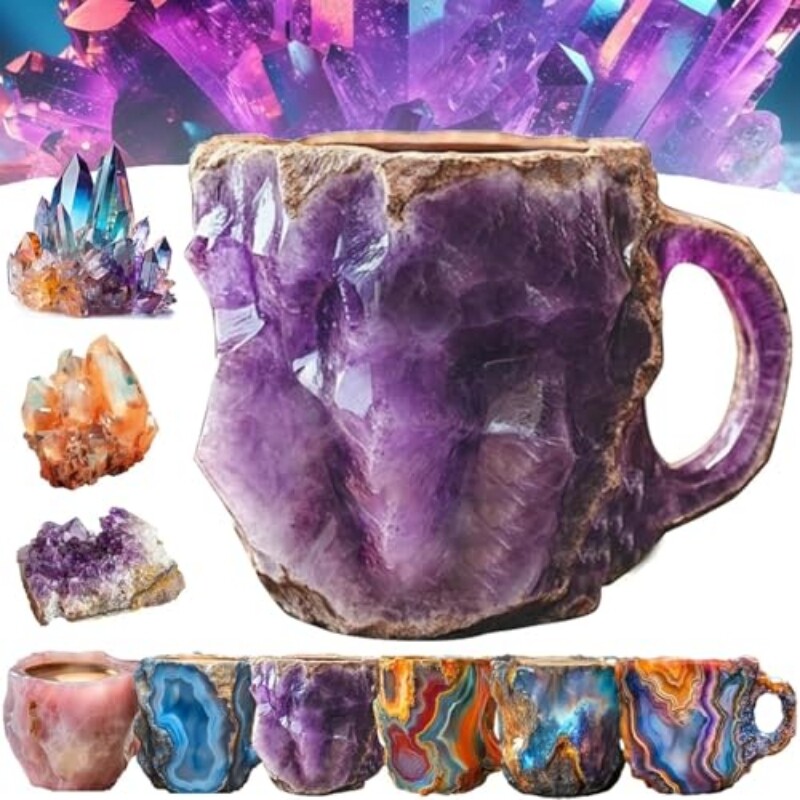Elegant Resin Crystal Coffee Mug With Sturdy Handle  