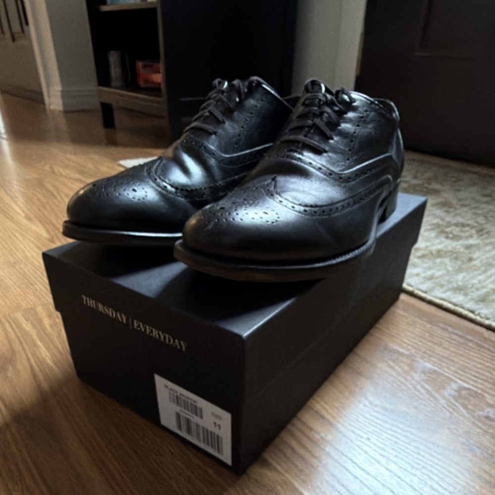 Thursday Black Aviator Men's Leather Brogue Oxford Dress Shoes Size 11 Wingtip