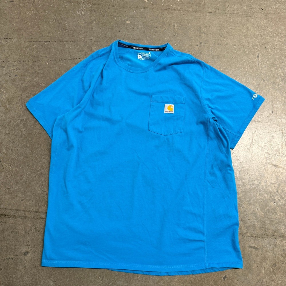 Carhartt Force Mens XL Relaxed Fit Short Sleeve Pocket T-Shirt Blue Performance