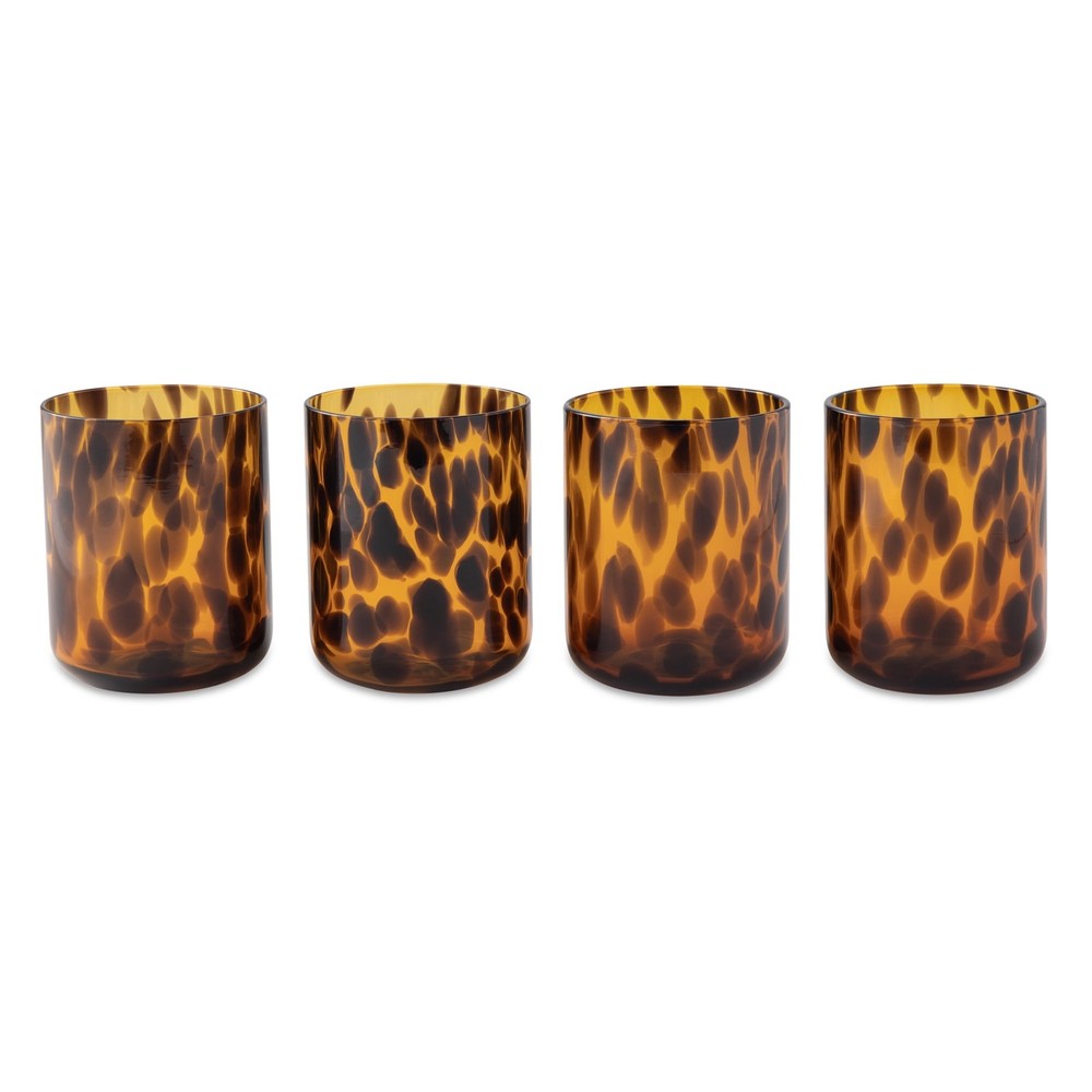 Thyme & Table 12 fl oz Brown Tortoise Drinking Glasses, Set of 4