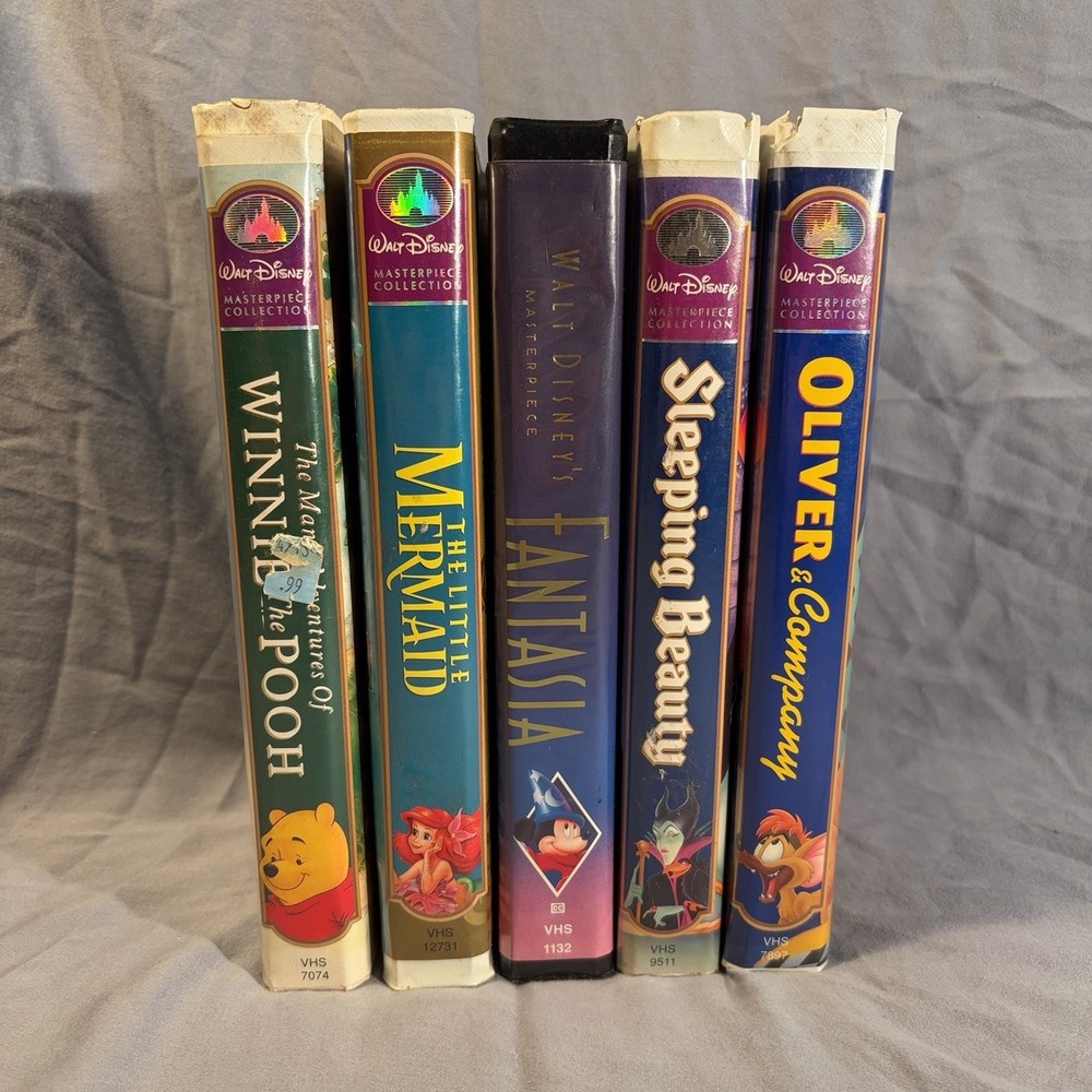 Walt Disney Masterpiece Collection Lot of 5 VHS Tapes Fantasia Sleeping Beauty