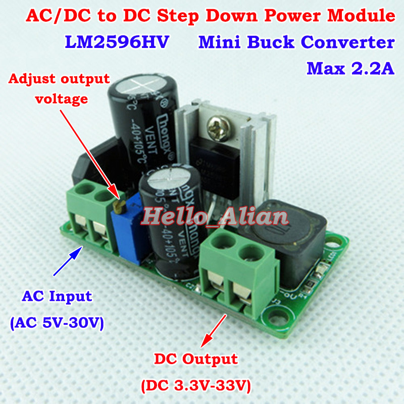 LM2596HV AC/DC to DC Buck Step Down Adjustable Converter 3.3V 5V 6V 9V 12V 24V