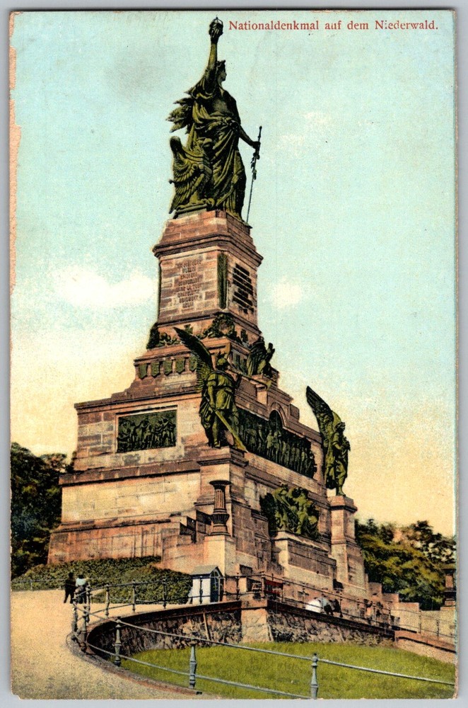 Antique Postcard Germania Monument Statue Ruedesheim, DE 1910s