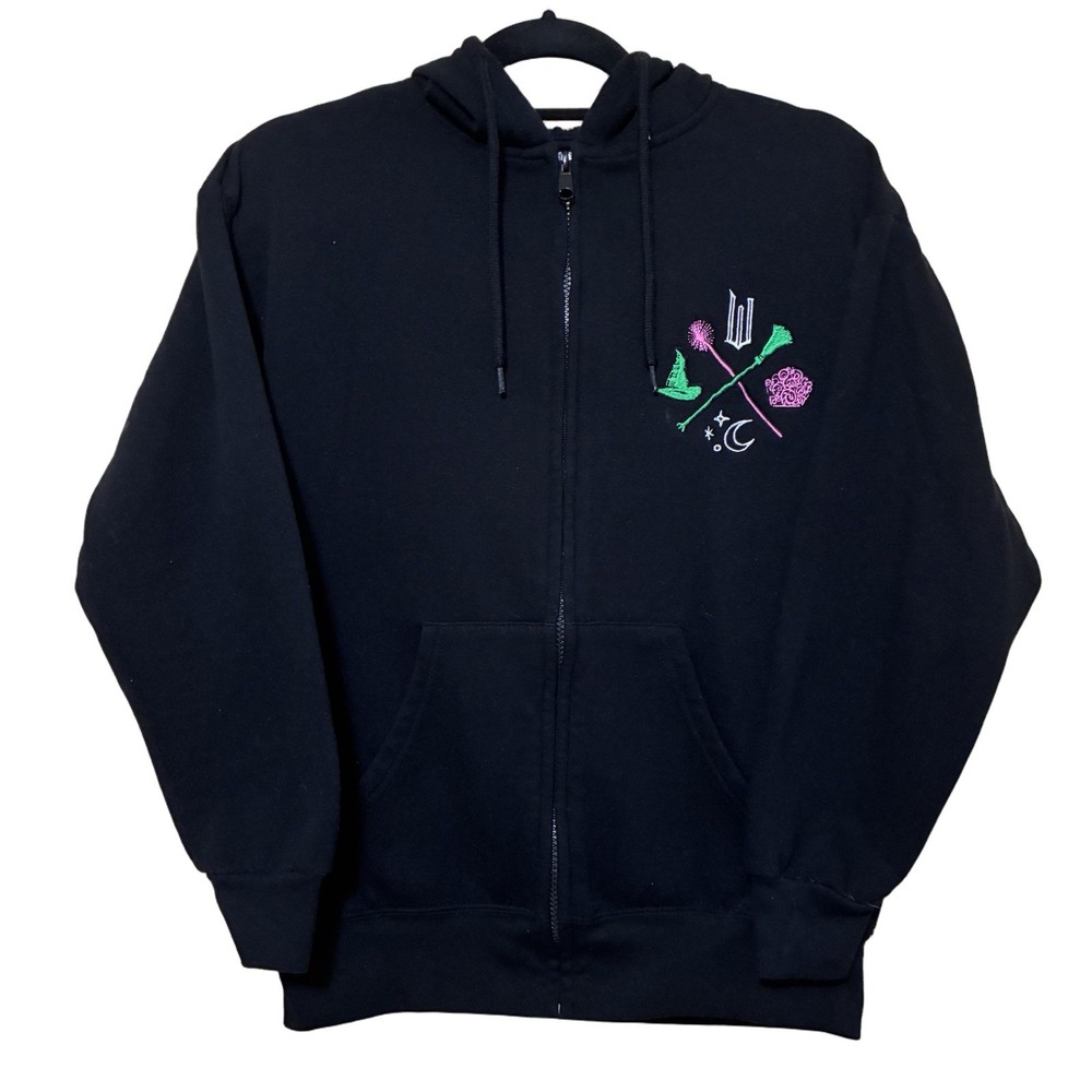 Wicked Full Zip Embroidered Hoodie Women’s S Black Long Sleeve Universal Studios