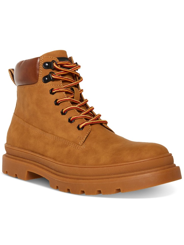 Mens Brown Glixxo Round Toe Block Heel Combat Boots Size 10.5 M