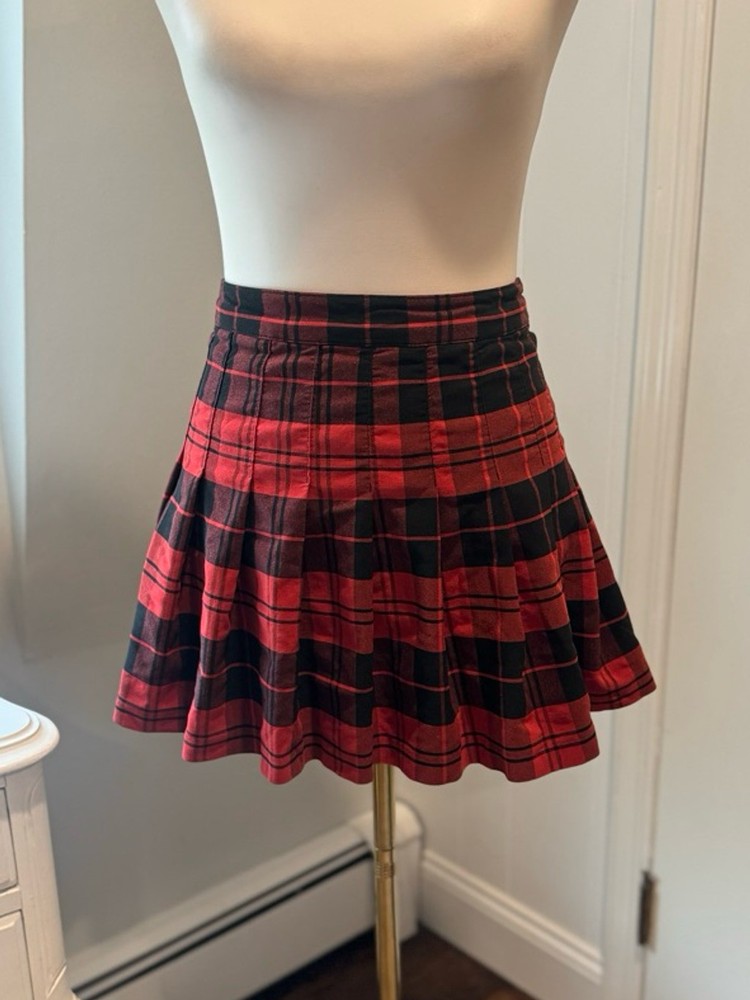 Love Tree Red Black Plaid Pleated Mini Skirt Y2K Schoolgirl Size Small