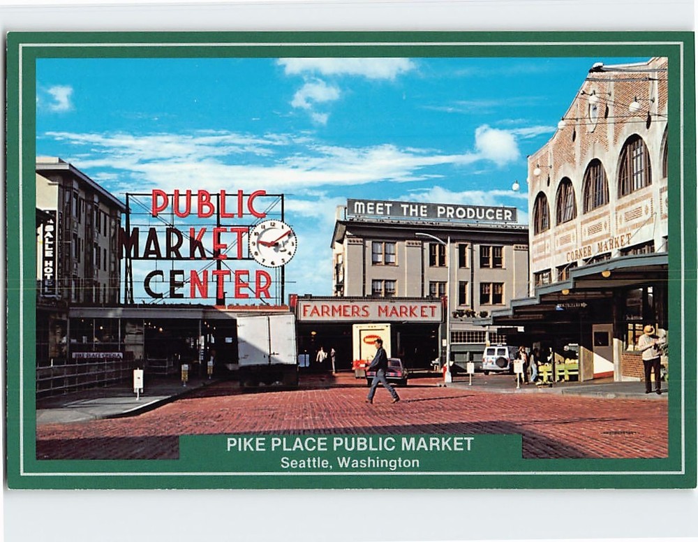Postcard Pike Place Public Market Seattle Washington USA