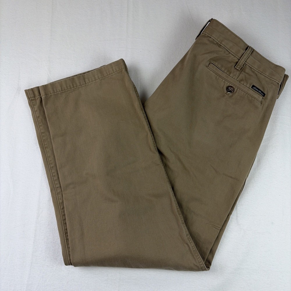 Eddie Bauer Mens Legend Wash Classic Fit Straight Leg Pants Khaki 36 x 32 Chino