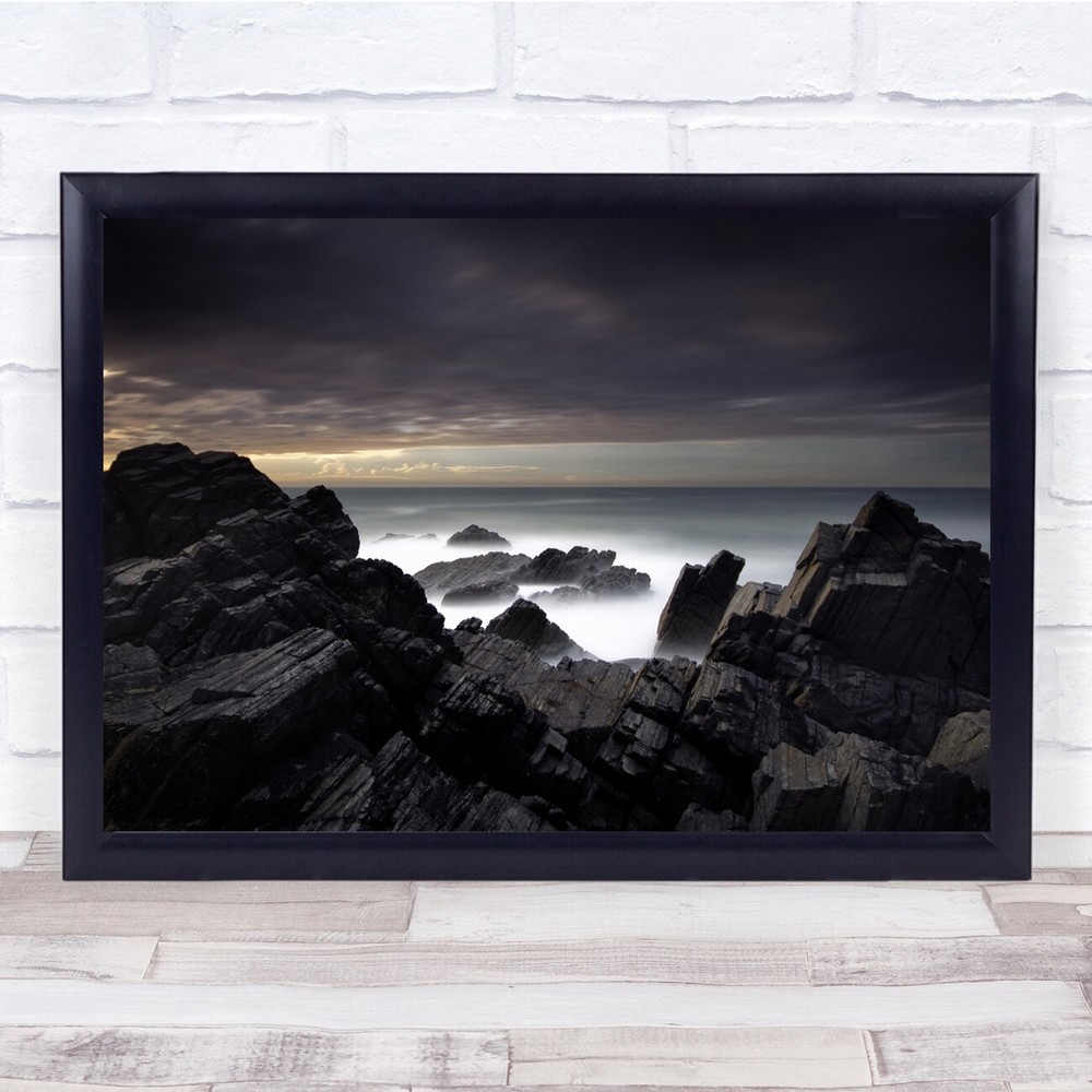 Sunset Silecroft Sea Landscape Rock Milky Abano Wall Art Print