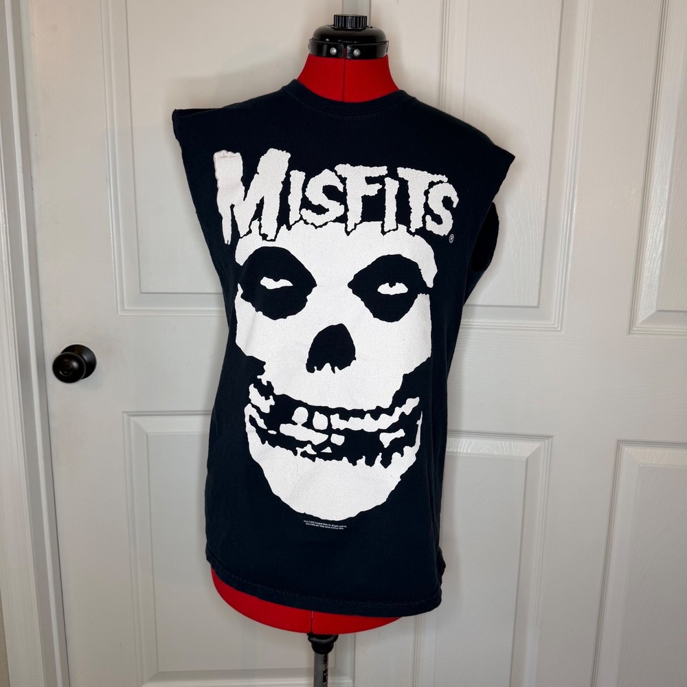 Vintage Y2K 2002 Misfits Fiend Punk Rock Band Shirt Mens M Black Cut Off Sleeves