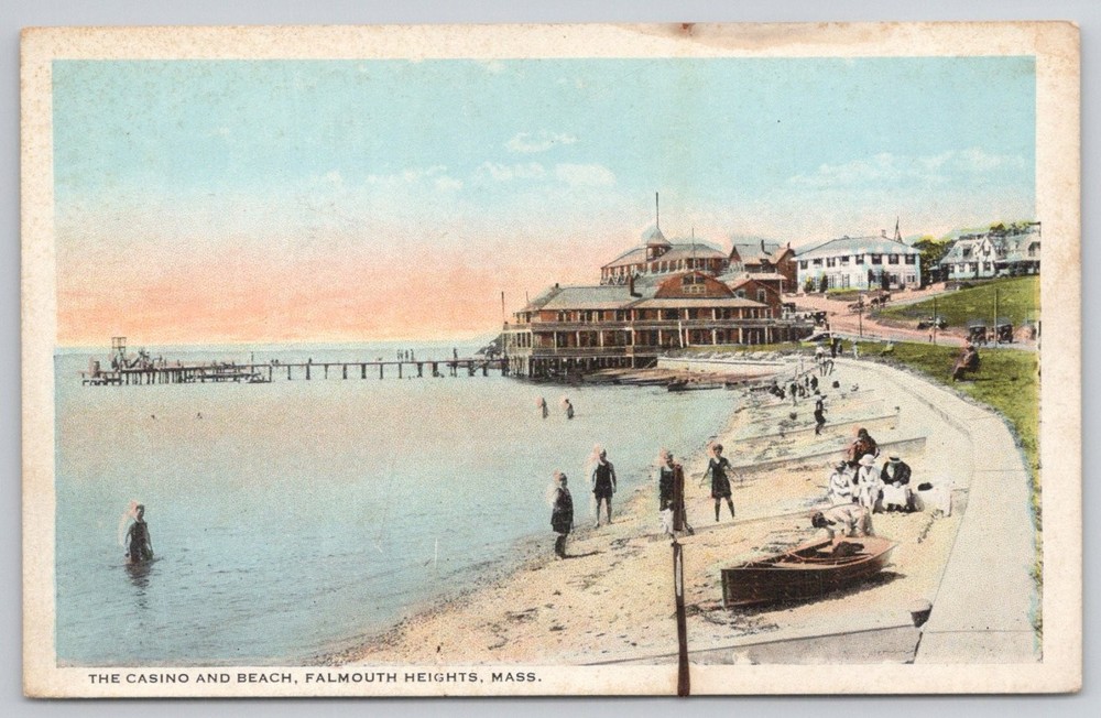 Falmouth Heights MA Casino & Beach Postcard H.A. Dickerman Early 1900s