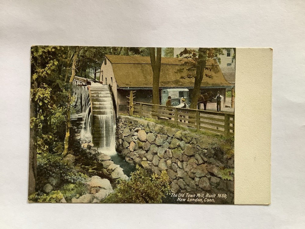 Vintage 1905 Old Town Mill, New London, CT Postcard. Germany