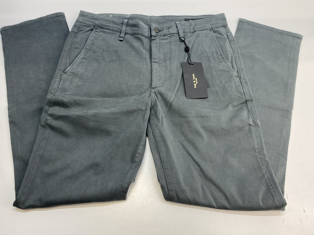Rag & Bone Mens Pant Pin Grey Size 32 Fit 2 Slim Chino Stretch Cotton Twill
