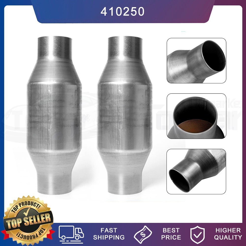 Pair 2.5“ Universal Catalytic Converter High Flow Performance Stainless 410250