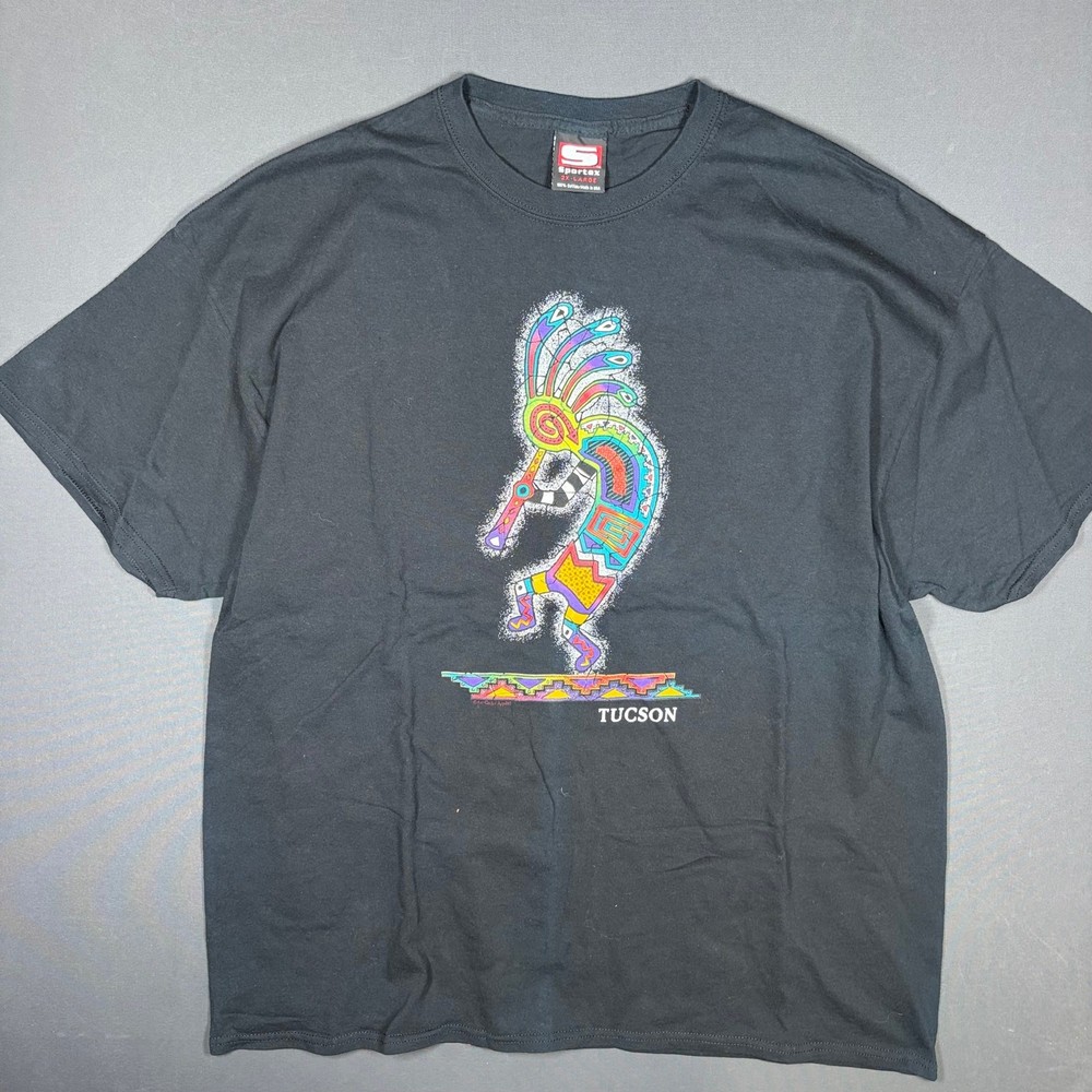 Vintage Kokopelli Tucson Arizona T Shirt Mens 2XL Sportex Made In USA Black Tee