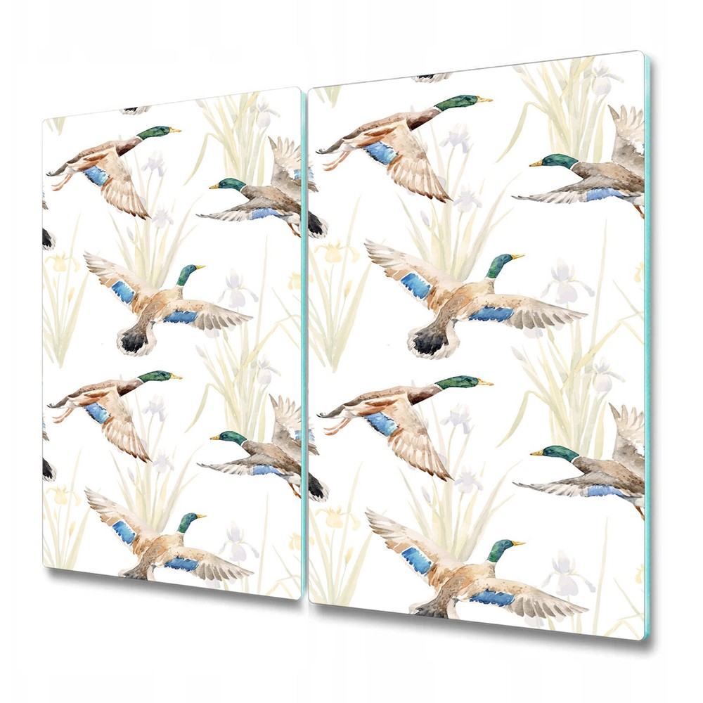 Tempered Glass Bread Board Worktop protector Watercolour ducks white 2x30x52
