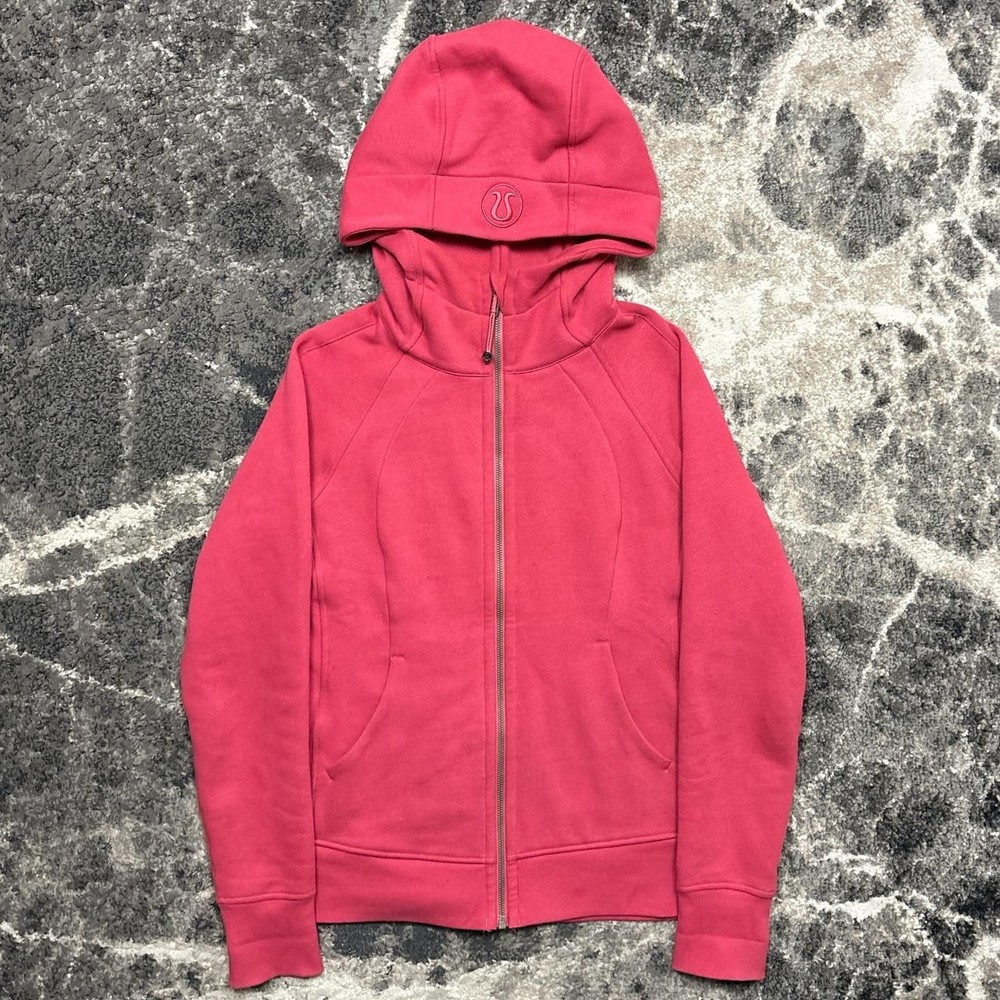 Lululemon Scuba Hoodie Womens 6 Pink Full Zip Sweatshirt W4AWMS Fleece Cotton