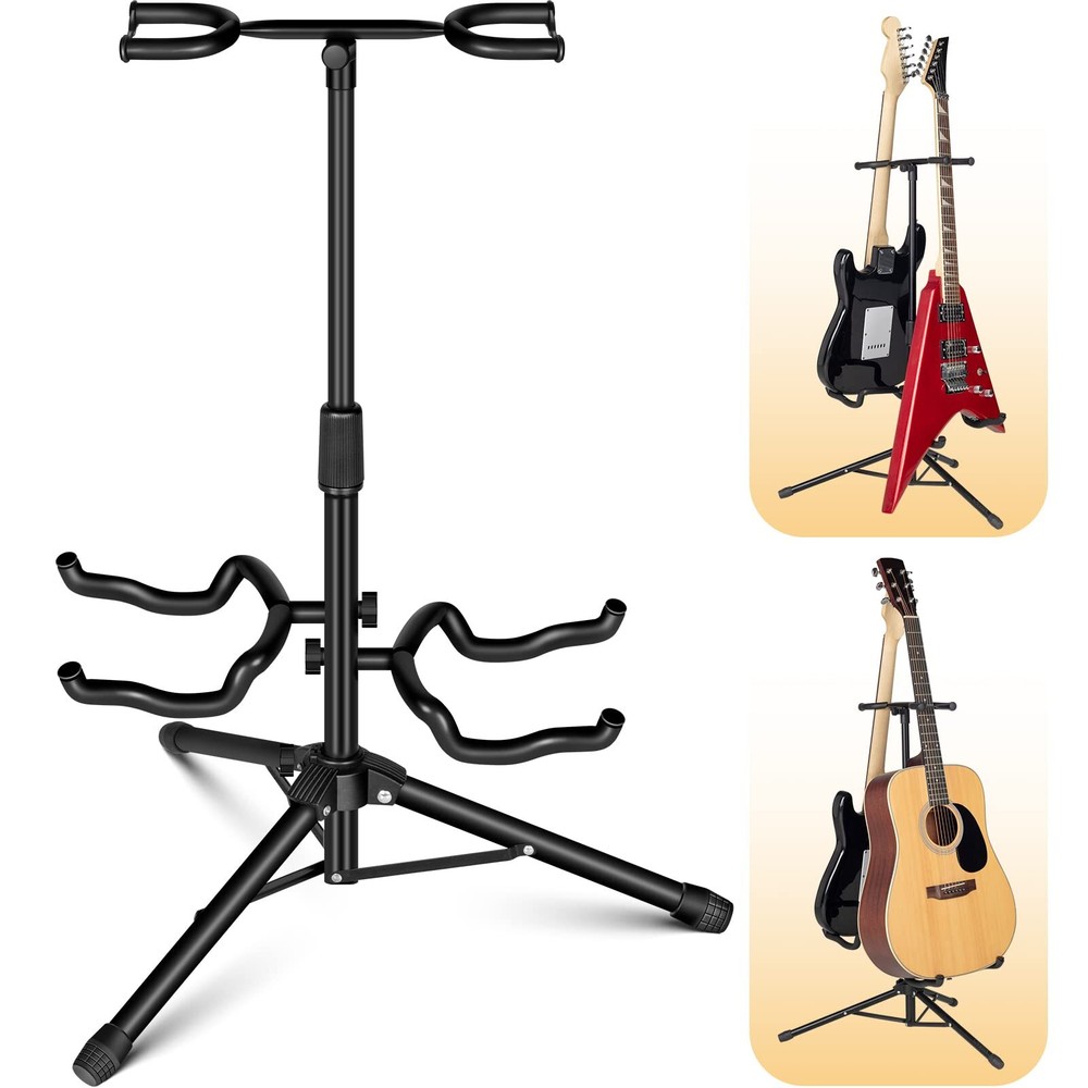 Guitar Stand Double Guitar Stand with Neck Holder Floor Stand Universal for A...