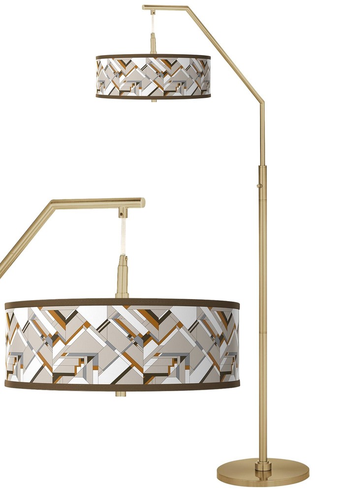 Craftsman Mosaic Giclee Warm Gold Arc Floor Lamp