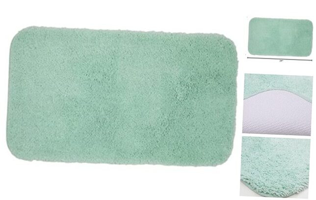 Machine Washable Sea Spray Green Bath Rug 1'5