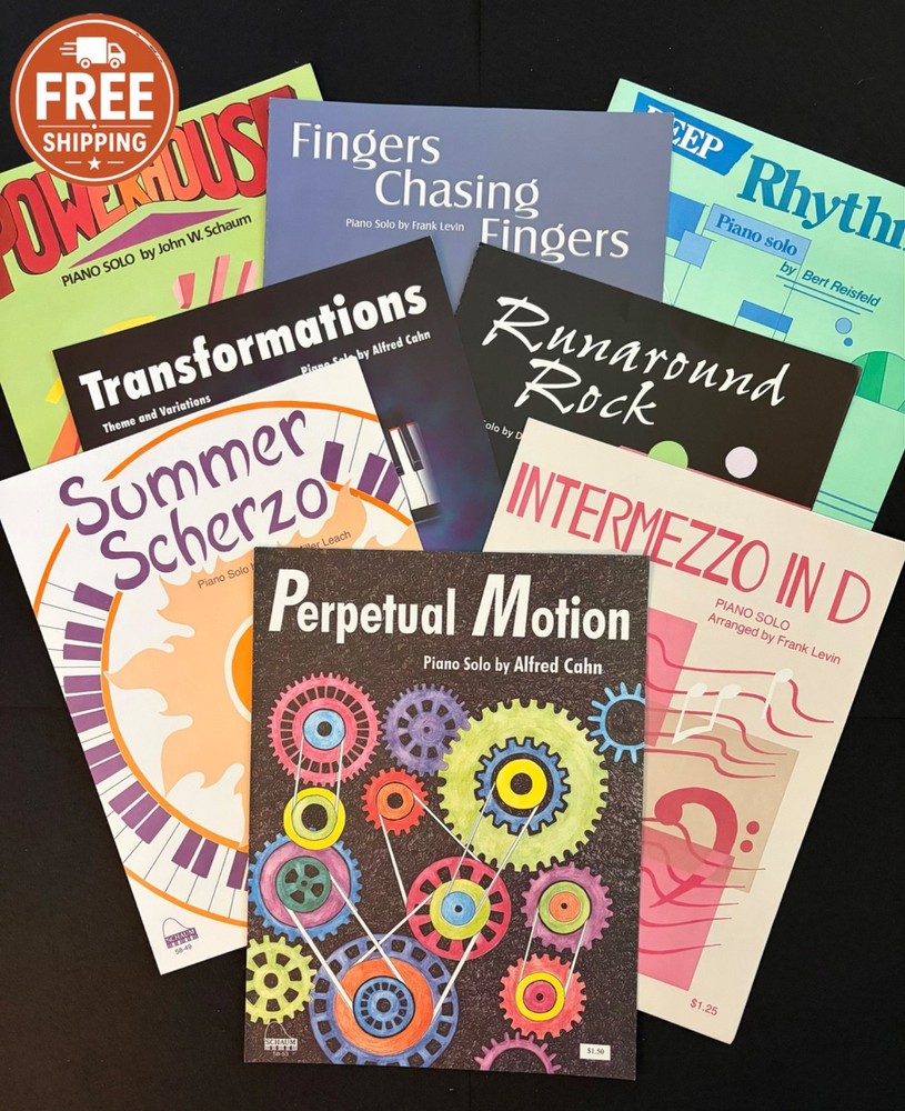 Intermediate Rhythmic  Motion Piano Sheet Music Bundle Teacher Recital Lot of 8