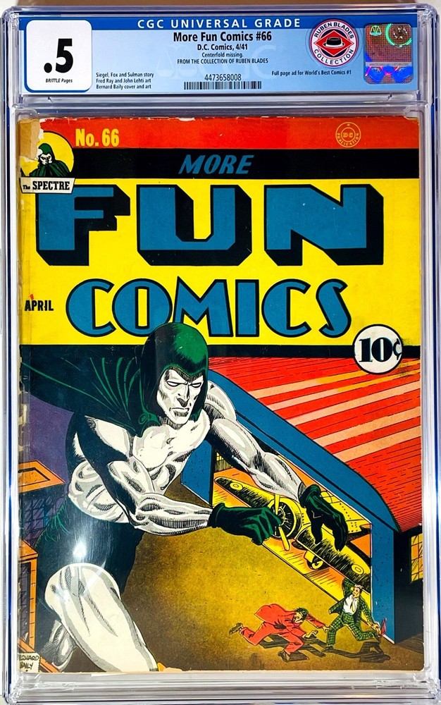 ⭐️ More Fun Comics #66,1941 CGC .5 ⭐️Very Rare Spectre Larger Than Life🔥Blades