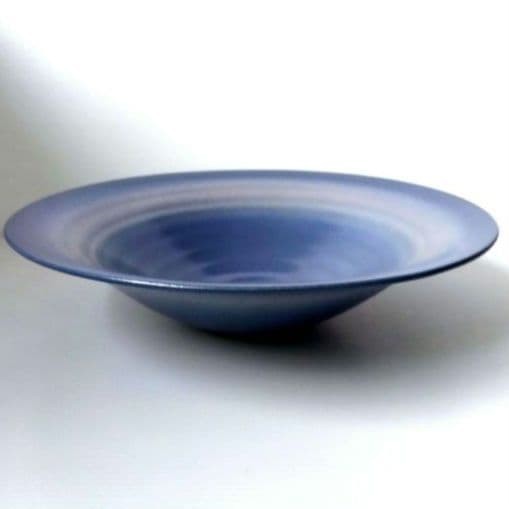 Shigaraki Ware Kaneyama Kiln Flower Vase Blue Ceramic Ikebana Water Bowl Large