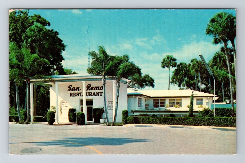 Daytona Beach FL-Florida, San Remo Restaurant, Vintage Postcard